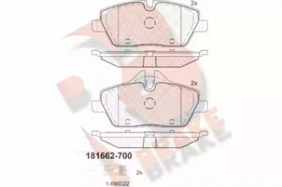 R BRAKE rb1662700 -  Комплект тормозных колодок, дисковый тормоз